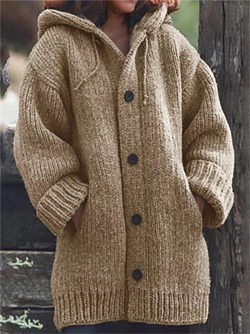 NEW Long Oversized Hooded Knitted Cardigan